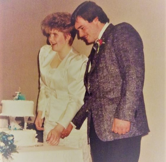 My Sweet & I cutting our wedding cake